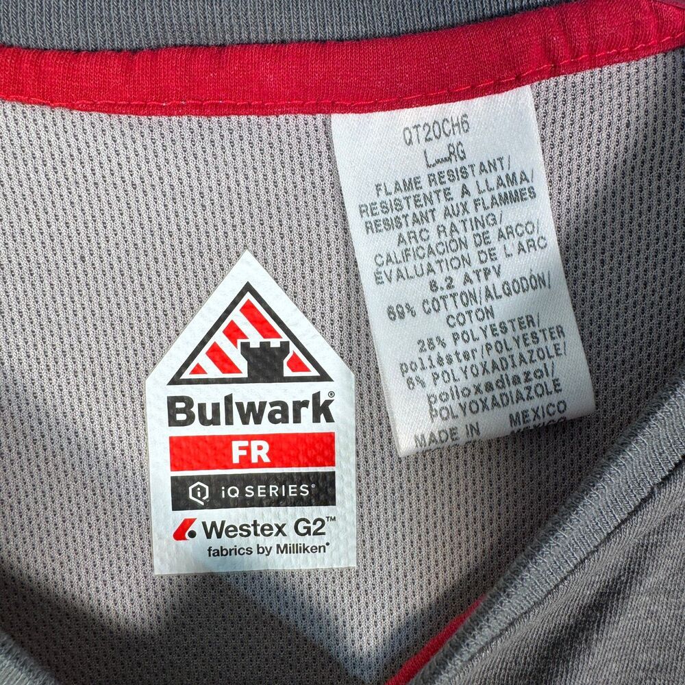 Bulwark FR IQ Series Henley T Shirt Mens L Gray Flame Resistant Workwear NWT - Picture 4 of 14